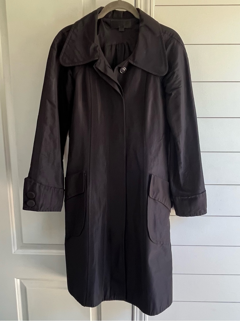 Vintage Jill Stuart Black Dark Academia Mod Dress Capsule Luxe Trench Coat SZ 2